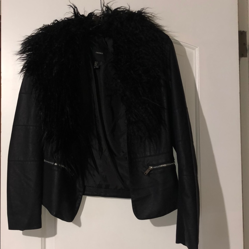 Faux Shearling Leather Jacket - image 2